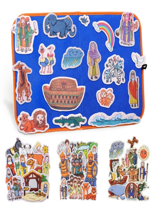 CHEFAN 4 Pack Felt Board Bible Stories Set, Flannel Board Stories Include Noah's Ark, Jonah and The Whale, David and Goliath, The Nativity of Jesus, 50 pcs Precut Flannel Graph Bible Toys for Kids - Image 1